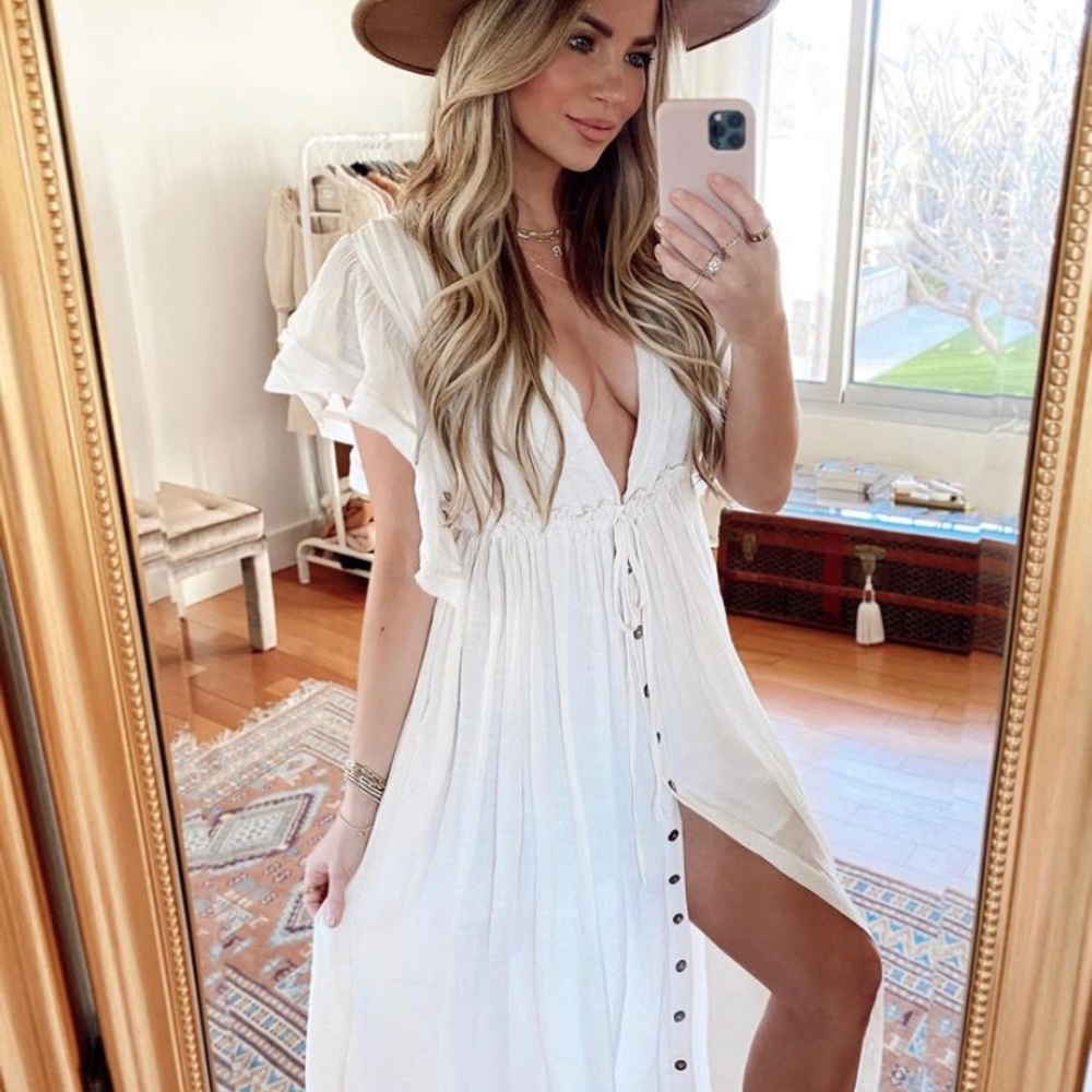 New Bohemian Long White Gauze Maxi Summer Dress - Picture 5 of 15